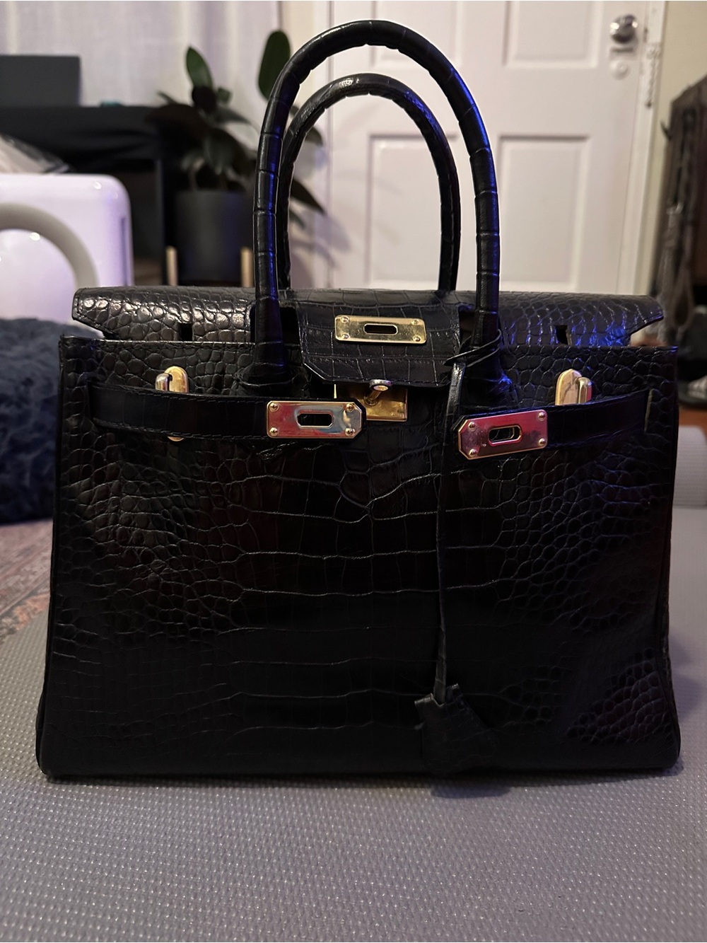 Pierina Borelli Croc embossed leather handbag